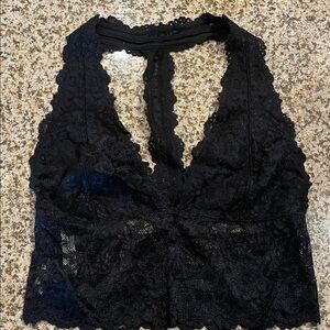 Free People Lace Halter Bralette in Black
